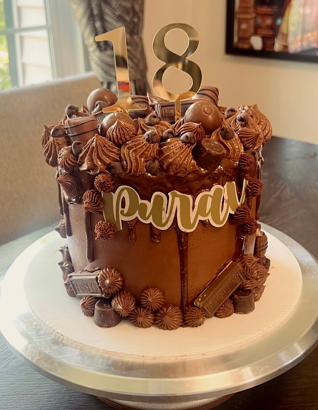 chocolate 18 birthday cake - custom eggless birthday cake by Cakes by Ashni