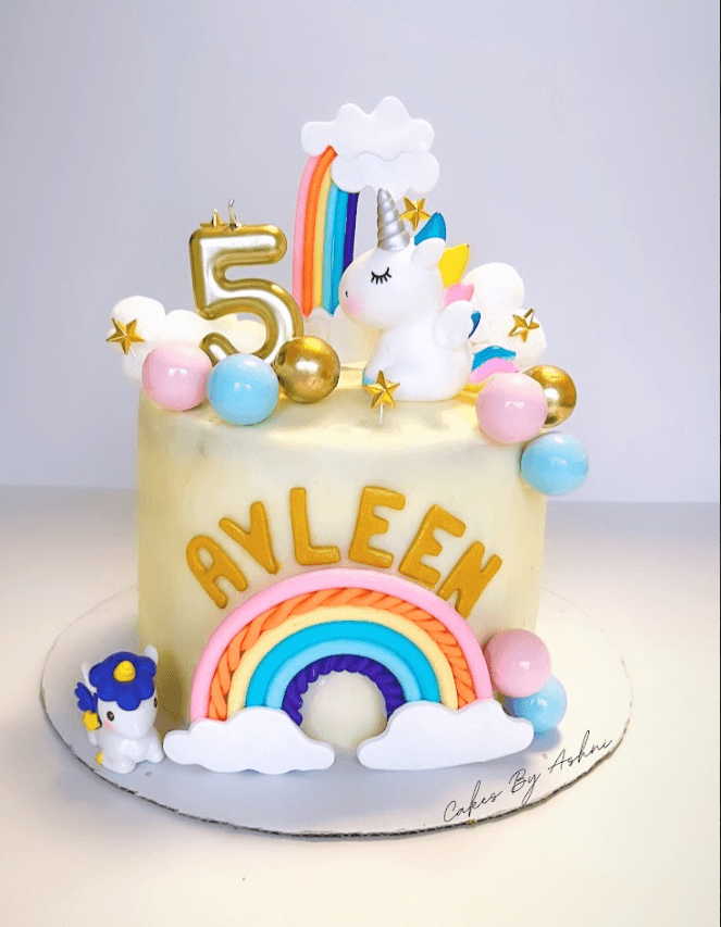 unicorn birthday cake - custom eggless birthday cake by Cakes by Ashni