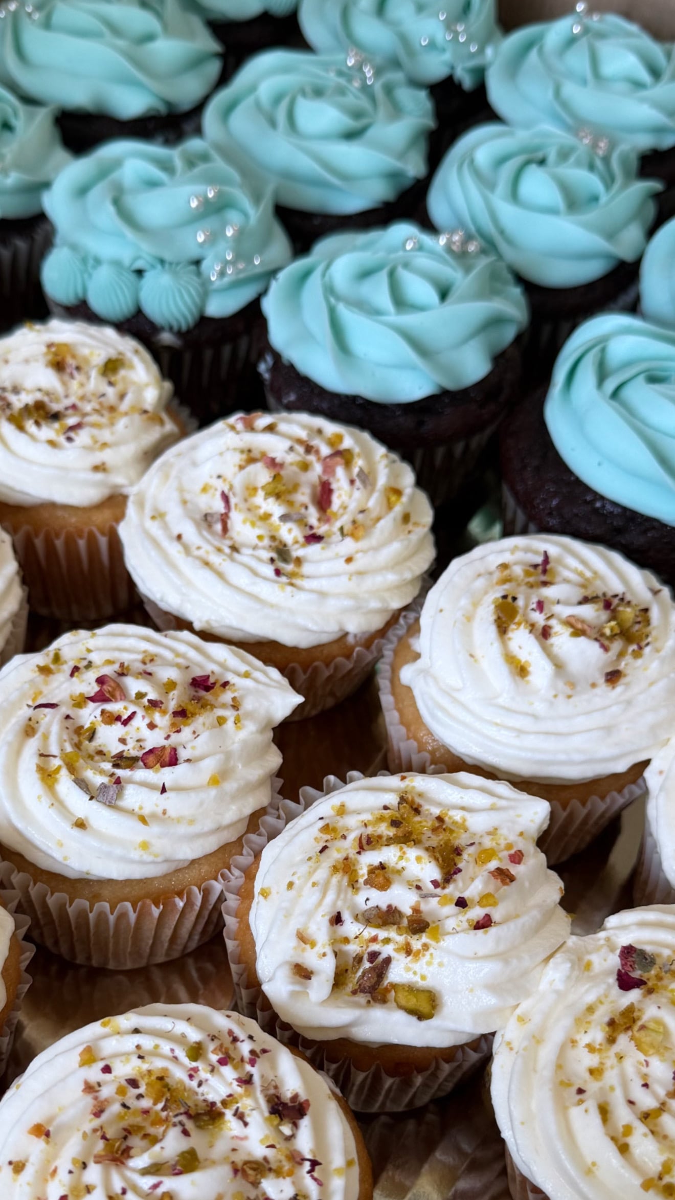 blue white cupcakes - custom eggless gallery cake by Cakes by Ashni